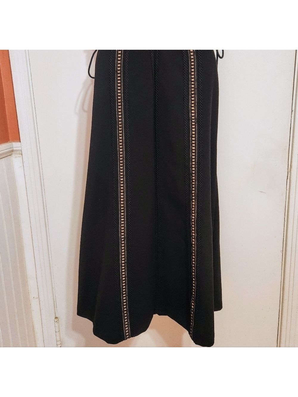 Self Portrait Black Nude Lace Ruffle Midi Fit And Flare Dress Size 4 - Picture 8 of 12